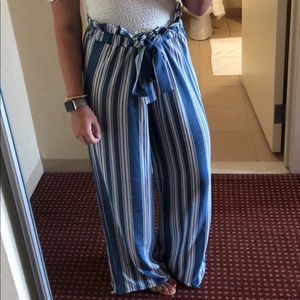 Blue and white stripped float pants